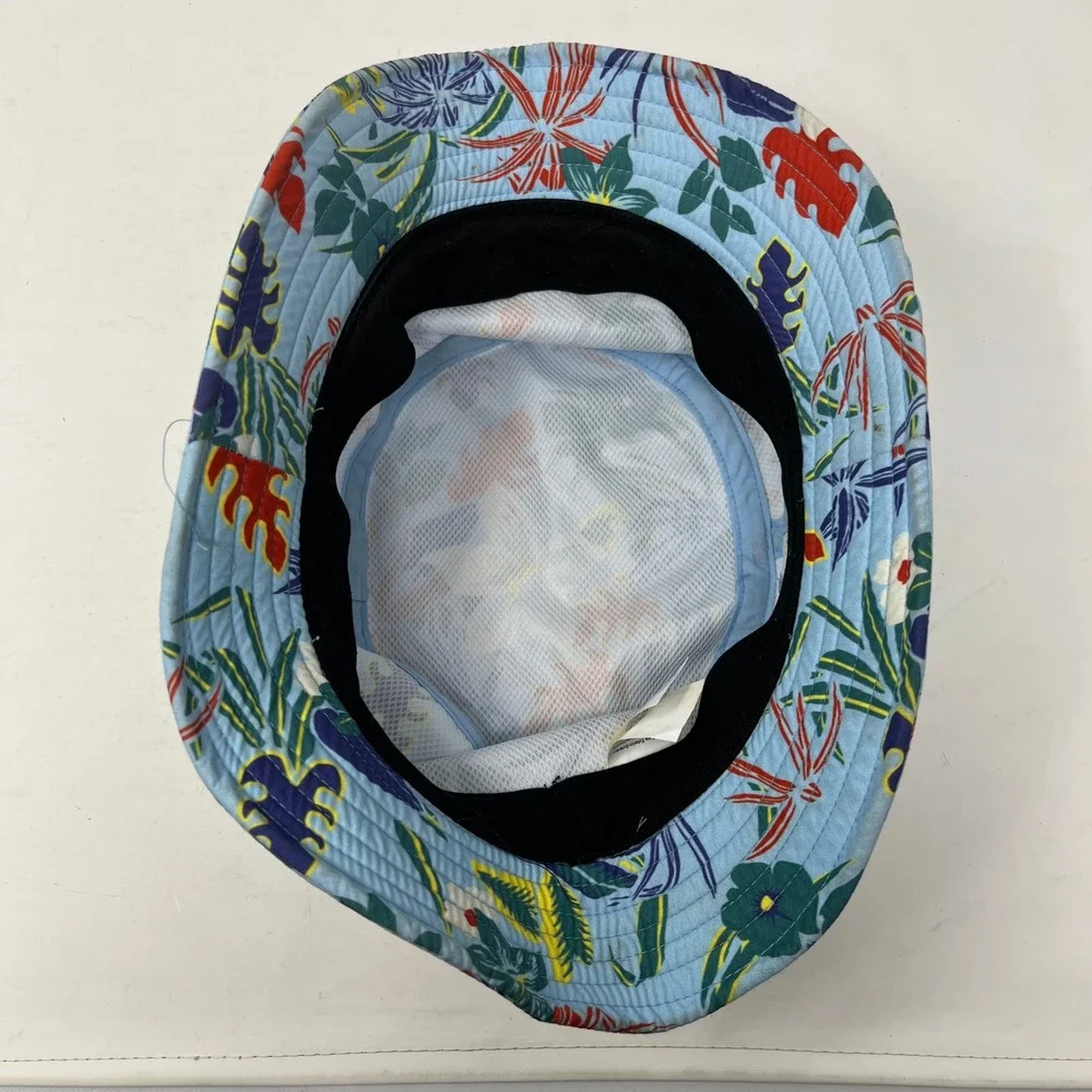 Vans Bucket Hat Blue Tropical Floral Print Summer Sun Hat L/XL